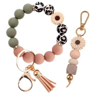 2PCS Bracelet Key Ring Set, Cute Car Key chain Wristlet, Silicone Beaded Bangle keyChains for Women Girls 2PCS Bracelet Key Ring Set, Cute Car Key chain Wristlet, Silicone Beaded Bangle keyChains for Women Girls