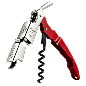 CORKAS Wine Key - Professional Handcrafted Heavy Duty Waiter Corkscrew, Compact Wine Opener with Double Hinged, Foil Cutter and Bottle Opener, Gifts for Servers, Sommelier, Bartenders - Red CORKAS Wine Key - Professional Handcrafted Heavy Duty Waiter Corkscrew, Compact Wine Opener with Double Hinged, Foil Cutter and Bottle Opener, Gifts for Servers, Sommelier, Bartenders - Red