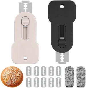 2 Pack Bread Lame Dough Scoring Tool Set, Professional Sourdough Scoring Tool & Bread Scorer with 10 Razor Blades, Finger Protectors Bread Razor for Artisan Baking Black/Pink 2 Pack Bread Lame Dough Scoring Tool Set, Professional Sourdough Scoring Tool & Bread Scorer with 10 Razor Blades, Finger Protectors Bread Razor for Artisan Baking Black/Pink