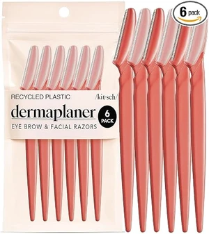 Kitsch Dermaplane Razor for Women Face Coral, 6 pcs Kitsch Dermaplane Razor for Women Face Coral, 6 pcs