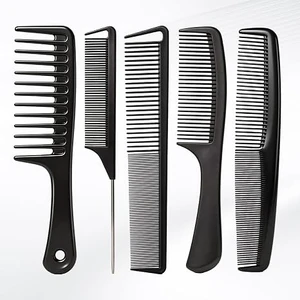 5PCS Hair Comb Set - Professional Wide & Fine Tooth Rat Tail Combs for Men Women,Carbon Fiber Comb for Hair Cutting Styling Braiding Parting Teasing Tools(Black) 5PCS Hair Comb Set - Professional Wide & Fine Tooth Rat Tail Combs for Men Women,Carbon Fiber Comb for Hair Cutting Styling Braiding Parting Teasing Tools(Black)