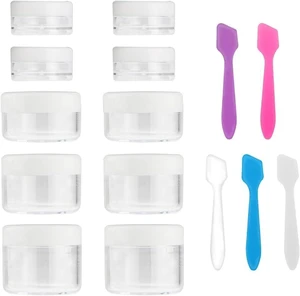 Accmor 10 Pieces Makeup Travel Containers with Lids 0.11/0.18/0.35/0.53/0.7 OZ Size Cosmetic Jars with 5 Pieces Mini Spatulas for Gift, Plastic Container Jars for Travel Storage Makeup (White Color) Accmor 10 Pieces Makeup Travel Containers with Lids 0.11/0.18/0.35/0.53/0.7 OZ Size Cosmetic Jars with 5 Pieces Mini Spatulas for Gift, Plastic Container Jars for Travel Storage Makeup (White Color)