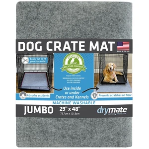 Drymate Dog Crate Mat Liner, Absorbent, Waterproof, Non-Slip, Machine Washable, Use Under Pet Cage to Protect Floors, Customizable, Light Grey, 48" x 29" Drymate Dog Crate Mat Liner, Absorbent, Waterproof, Non-Slip, Machine Washable, Use Under Pet Cage to Protect Floors, Customizable, Light Grey, 48" x 29"