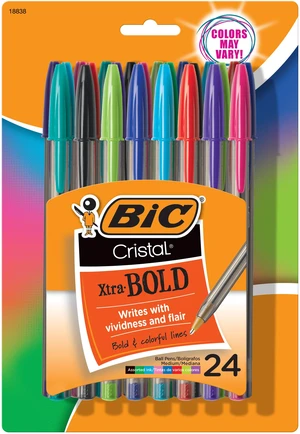 BIC Cristal Xtra Bold Ballpoint Pens, Bold Point, 1.6 mm, 24-Count Pack BIC Cristal Xtra Bold Ballpoint Pens, Bold Point, 1.6 mm, 24-Count Pack
