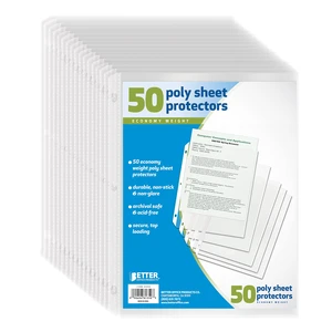 Better Office Products Clear Sheet Protectors, 50 Pack Sheet Protectors 8.5 x 11, Top Load Binder Sleeves for 3 Ring Binder, Durable Transparent Page Protectors for Office School Use Better Office Products Clear Sheet Protectors, 50 Pack Sheet Protectors 8.5 x 11, Top Load Binder Sleeves for 3 Ring Binder, Durable Transparent Page Protectors for Office School Use