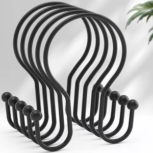 AmazerBath Shower Curtain Hooks Black Shower Curtain Rings, Simple Double Hook Shower Curtain Hooks Rust Proof, Smooth Sturdy Metal Shower Hooks for Shower Curtain Rod, 12 Pcs Shower Rod Hooks AmazerBath Shower Curtain Hooks Black Shower Curtain Rings, Simple Double Hook Shower Curtain Hooks Rust Proof, Smooth Sturdy Metal Shower Hooks for Shower Curtain Rod, 12 Pcs Shower Rod Hooks