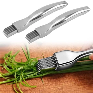 2 Pack Stainless Steel Green Onion Slicer - Multi-Blade Kitchen Herb Cutter Scallion Cutter - Professional Shred Knife Multi-Functional Kitchen Tool for Vegetable Onion Garlic (Silver) 2 Pack Stainless Steel Green Onion Slicer - Multi-Blade Kitchen Herb Cutter Scallion Cutter - Professional Shred Knife Multi-Functional Kitchen Tool for Vegetable Onion Garlic (Silver)