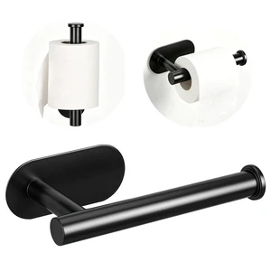 Toilet Paper Holder, Black Stainless Steel, Self-Adhesive No Drilling Toilet Paper Holder, Black Stainless Steel, Self-Adhesive No Drilling