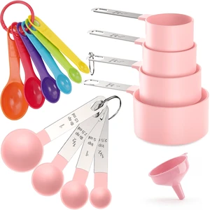 THLHKD 15 Pcs Measuring Cups and Spoons Set, Measuring Spoons Set with Stainless Steel Handles, Measure Spoon and Cup for Liquid & Dry Ingredients, Cute Pink & Colorful THLHKD 15 Pcs Measuring Cups and Spoons Set, Measuring Spoons Set with Stainless Steel Handles, Measure Spoon and Cup for Liquid & Dry Ingredients, Cute Pink & Colorful
