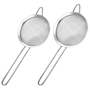 2 Pack Fine Mesh Strainer, Small Stainless Steel Sieves with Handles, for Steeping Loose Leaf Tea, Straining Cocktail, Juice and Sifting Flour, Powdered Sugar (2pcs) 2 Pack Fine Mesh Strainer, Small Stainless Steel Sieves with Handles, for Steeping Loose Leaf Tea, Straining Cocktail, Juice and Sifting Flour, Powdered Sugar (2pcs)