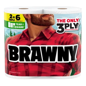 Brawny Tear-A-Square 3-Ply Paper Towels, 2 Triple Rolls = 6 Regular Rolls Brawny Tear-A-Square 3-Ply Paper Towels, 2 Triple Rolls = 6 Regular Rolls