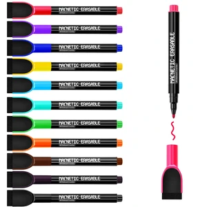 Magnetic Dry Erase Markers Fine Tip with Eraser Cap, Low Odor Thin Whiteboard Markers 12 Colors Magnetic Dry Erase Markers Fine Tip with Eraser Cap, Low Odor Thin Whiteboard Markers 12 Colors