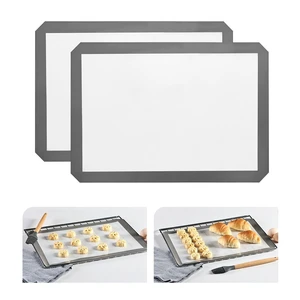 KitchenRaku Silicone Baking Mat, 16.5"x11.6" Non Stick Reusable Silicone Cooking Mat, BPA Free Baking Sheet for Cookies, Macarons Bread & Pastry, Toaster Pad Set of 2 KitchenRaku Silicone Baking Mat, 16.5"x11.6" Non Stick Reusable Silicone Cooking Mat, BPA Free Baking Sheet for Cookies, Macarons Bread & Pastry, Toaster Pad Set of 2