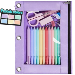 Forvencer Pencil Pouch for 3 Ring Binder, Pastels Pencil Case,Cute Pen Bag Forvencer Pencil Pouch for 3 Ring Binder, Pastels Pencil Case,Cute Pen Bag