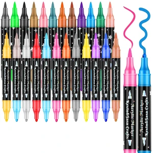 KEVIN&SASA CRAFTS 24 Colors Dual Tip Acrylic Paint Marker Pens Set KEVIN&SASA CRAFTS 24 Colors Dual Tip Acrylic Paint Marker Pens Set