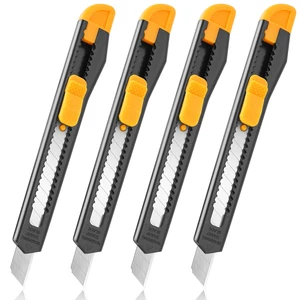 4 Pack Box Cutter Retractable, Utility Knife 9MM Wide Snap-Off Blades, Exacto Knife for Cutting Box, Wrapping, Cardboard, Extended Razor Knife, Box Opener Perfect for Office, Home, School 4 Pack Box Cutter Retractable, Utility Knife 9MM Wide Snap-Off Blades, Exacto Knife for Cutting Box, Wrapping, Cardboard, Extended Razor Knife, Box Opener Perfect for Office, Home, School