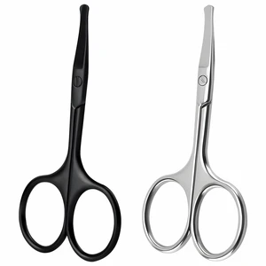 2 Pack 3.75" Premium Nose Hair Scissors, Curved Safety Blades with Rounded Tip for Trimming Small Details Facial Hair, Ear Hair, Eyebrow (Black and Silver) 2 Pack 3.75" Premium Nose Hair Scissors, Curved Safety Blades with Rounded Tip for Trimming Small Details Facial Hair, Ear Hair, Eyebrow (Black and Silver)