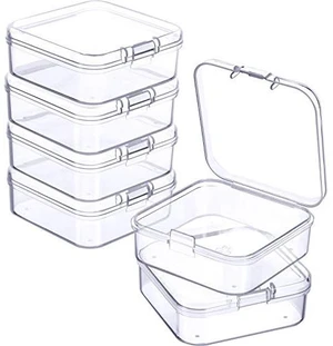 Jetec 6 Pieces Small Clear Plastic Storage Box, 2.1 x 2.1 x 0.8 Inch Jetec 6 Pieces Small Clear Plastic Storage Box, 2.1 x 2.1 x 0.8 Inch