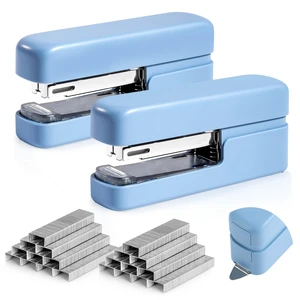 deli Stapler, Desktop Staplers with Integrated Staple Remover, 45 Sheet Capacity Office Stapler, 2 Pack, Blue deli Stapler, Desktop Staplers with Integrated Staple Remover, 45 Sheet Capacity Office Stapler, 2 Pack, Blue