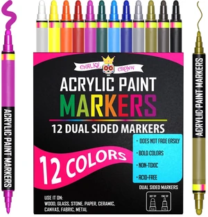CHALKY CROWN Dual Tip Acrylic Paint Markers - Assorted - 12 Pack CHALKY CROWN Dual Tip Acrylic Paint Markers - Assorted - 12 Pack
