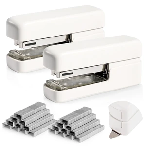 deli Stapler, Desktop Staplers with Integrated Staple Remover, 45 Sheet Capacity Office Stapler, 2 Pack, White deli Stapler, Desktop Staplers with Integrated Staple Remover, 45 Sheet Capacity Office Stapler, 2 Pack, White