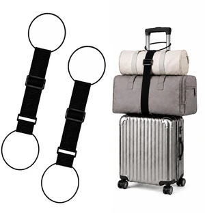 Luggage Straps for Suitcases, 2 Pack Black Adjustable Elastic Double-Loop Luggage Connector Straps, Thick, Durable, Waterproof Multi-Use Straps for Totes, Backpacks and Duffel Bags. Luggage Straps for Suitcases, 2 Pack Black Adjustable Elastic Double-Loop Luggage Connector Straps, Thick, Durable, Waterproof Multi-Use Straps for Totes, Backpacks and Duffel Bags.