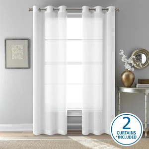 Mainstays Windowpane Sheer Curtain Panel Pair, Set of 2, White, 38 in W x 84 in L Mainstays Windowpane Sheer Curtain Panel Pair, Set of 2, White, 38 in W x 84 in L