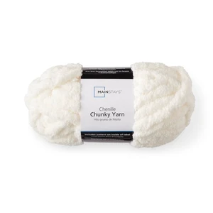 Mainstays Chunky Chenille Yarn, 31.7 yd, Ivory, 100% Polyester, Super Bulky Mainstays Chunky Chenille Yarn, 31.7 yd, Ivory, 100% Polyester, Super Bulky