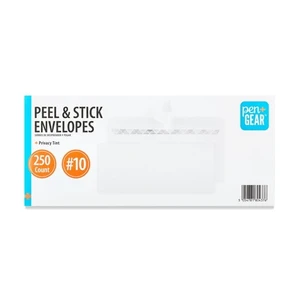 Pen + Gear #10 Envelope, Peel & Stick, White, Privacy Tint , Count per Pack 250, Size- 4.13"x9.5" Pen + Gear #10 Envelope, Peel & Stick, White, Privacy Tint , Count per Pack 250, Size- 4.13"x9.5"