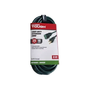 Hyper Tough 25 ft Green 16AWG 3-Prong Single Outlet Outdoor Extension Cord, 13 Amps Hyper Tough 25 ft Green 16AWG 3-Prong Single Outlet Outdoor Extension Cord, 13 Amps