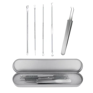 Blackhead Extractor Kit - 5-Pack Stainless Steel Pimple Popper Tools with Case for Face and Nose Blackhead Extractor Kit - 5-Pack Stainless Steel Pimple Popper Tools with Case for Face and Nose