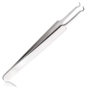 Stainless Steel Acne Blackhead Blemish Extractor Tool Nipper Curved Tweezers For Blackhead Whitehead Pimple Removal, Silver Stainless Steel Acne Blackhead Blemish Extractor Tool Nipper Curved Tweezers For Blackhead Whitehead Pimple Removal, Silver