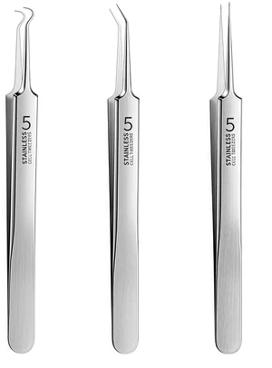 3Pcs Silver Professional Blackhead Tweezers, Precision Extractor, Acne Removal Kit, Pimple Popper Tool, Skin Care Tools 3Pcs Silver Professional Blackhead Tweezers, Precision Extractor, Acne Removal Kit, Pimple Popper Tool, Skin Care Tools