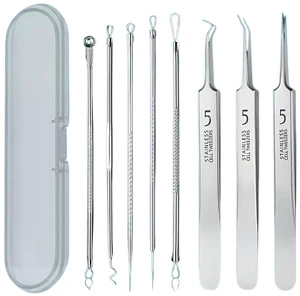 Blackhead Extractor Set 8Pcs Stainless Steel High Precision Ultra-fine Cell Clamp Blackhead Extractor Set 8Pcs Stainless Steel High Precision Ultra-fine Cell Clamp