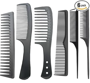 Professional Comb Set Black 6 Piece - Carbon Fiber Anti Static And Heat Resistant Comb-Fine and Wide Tooth Combs for Men and Women - Parting Teasing and Hair Styling Professional Comb Set Black 6 Piece - Carbon Fiber Anti Static And Heat Resistant Comb-Fine and Wide Tooth Combs for Men and Women - Parting Teasing and Hair Styling