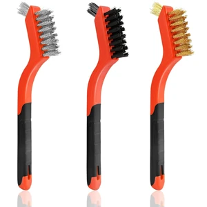 3-Piece Wire Brushes for Cleaning Rust, Nylon, Brass and Stainless Steel Bristles 3-Piece Wire Brushes for Cleaning Rust, Nylon, Brass and Stainless Steel Bristles