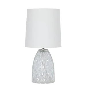 Mainstays Mini Clear Glass Table Lamp with White Shade, 12.75 in Mainstays Mini Clear Glass Table Lamp with White Shade, 12.75 in