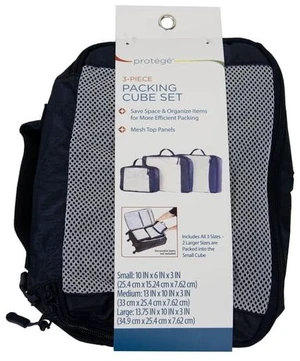 Protege 3-Piece Durable Packing Cubes Set with Mesh, Blue Protege 3-Piece Durable Packing Cubes Set with Mesh, Blue