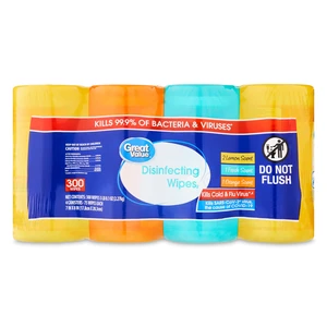 Great Value Disinfecting Wipes, 4 Pack, 300 Total Wipes Great Value Disinfecting Wipes, 4 Pack, 300 Total Wipes