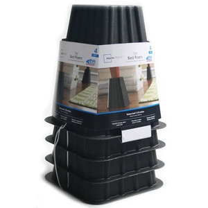 Mainstays Black Plastic Tall Bed Risers to Raise Your Bed for Storage, 4-Pack, 6.75 in x 6.75 in x 8 in Mainstays Black Plastic Tall Bed Risers to Raise Your Bed for Storage, 4-Pack, 6.75 in x 6.75 in x 8 in