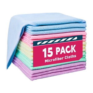 TEAWOO 15 Pack Microfiber Cleaning Cloths, 5 Colors TEAWOO 15 Pack Microfiber Cleaning Cloths, 5 Colors