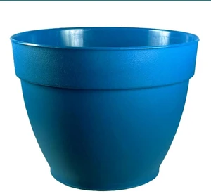 Jacinto Recycled Plastic Planter, 10 inch Opening Diameter, Blue Color by Deroma USA Jacinto Recycled Plastic Planter, 10 inch Opening Diameter, Blue Color by Deroma USA