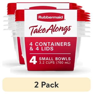 (2 pack) Rubbermaid TakeAlongs Food Storage Containers 3.2 cup Bowls 4-Pack (2 pack) Rubbermaid TakeAlongs Food Storage Containers 3.2 cup Bowls 4-Pack