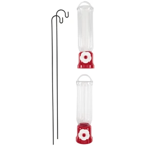 Pennington, Mini Red, Hummingbird Feeder with Hangar, 2 Pack Pennington, Mini Red, Hummingbird Feeder with Hangar, 2 Pack