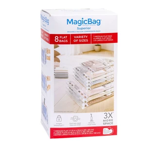 MagicBag Variety Pack Vacuum Storage Bags, 8 Pack Flat Compression Bags for Clothing & Bedding, Space Saving & Airtight MagicBag Variety Pack Vacuum Storage Bags, 8 Pack Flat Compression Bags for Clothing & Bedding, Space Saving & Airtight