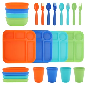 Your Zone Kids Dinnerware Set, 24-Piece Plastic Tableware Set with Divided Trays, Plates, Bowls, Cups & Utensils, Multicolor Your Zone Kids Dinnerware Set, 24-Piece Plastic Tableware Set with Divided Trays, Plates, Bowls, Cups & Utensils, Multicolor