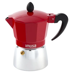 IMUSA 3cup Cast Aluminum Stovetop Coffeemaker with Red Top IMUSA 3cup Cast Aluminum Stovetop Coffeemaker with Red Top