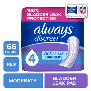 Always Discreet Incontinence Pads, Moderate Absorbency, Regular Length, 66 Count Always Discreet Incontinence Pads, Moderate Absorbency, Regular Length, 66 Count