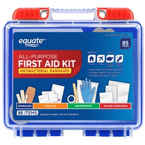 Equate On-the-Go First Aid Kit - Home, Travel, Office, Auto, School, 85 Pieces Equate On-the-Go First Aid Kit - Home, Travel, Office, Auto, School, 85 Pieces