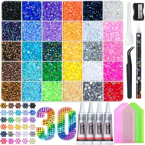 40000 Pcs Resin Jelly Rhinestones Kit, 30 Colors 3mm Flatback Rhinestones with 4 Pcs B7000 Jewelry Glue & Tools, All-in-One Bedazzling Kit for DIY Arts & Crafts Gifts 40000 Pcs Resin Jelly Rhinestones Kit, 30 Colors 3mm Flatback Rhinestones with 4 Pcs B7000 Jewelry Glue & Tools, All-in-One Bedazzling Kit for DIY Arts & Crafts Gifts